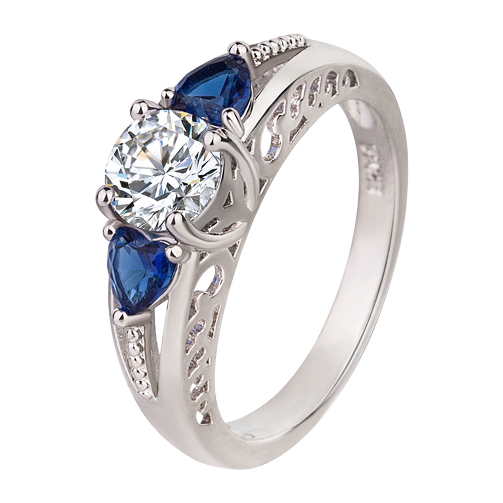 thumbnail image 2 of Anillo Azul en Forma de Corazón Anillo de Simulación Azul para Mujer Joyería de Moda, 2 of 2